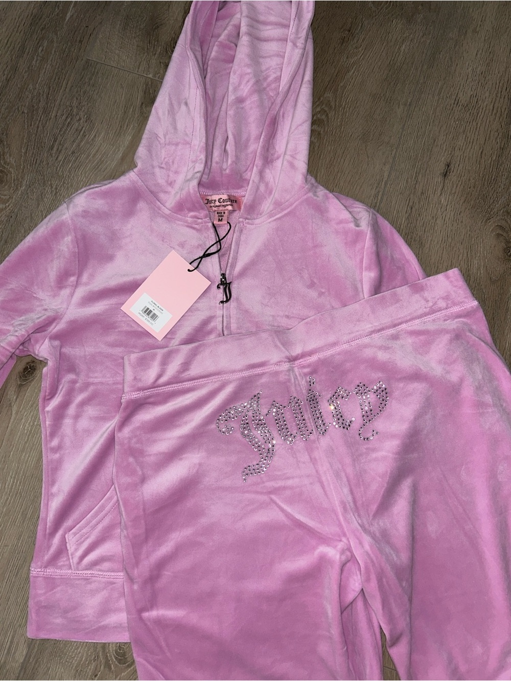 JUICY COUTURE FLORAL BLOOM OG BLING RHINESTONE VELOUR TRACKSUIT SWEATSUIT NWT - Picture 11 of 16